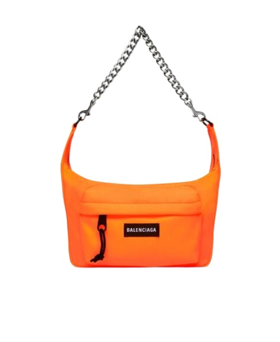 Balenciaga Borsa Con Catena Raver Media In Arancione Fluo In Black