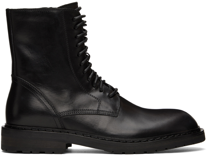 Ann Demeulemeester Round Toe Ankle Boots In Black