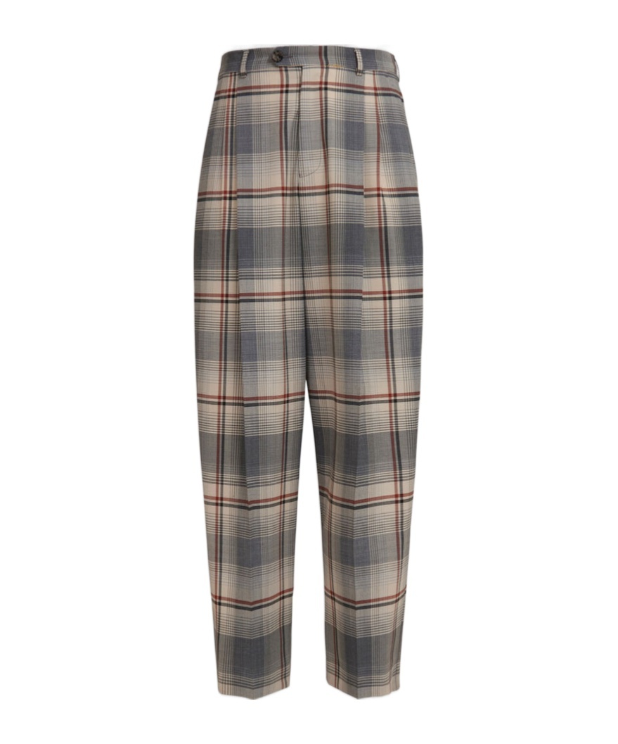 Marni Plaid Tapered Trousers In Gray