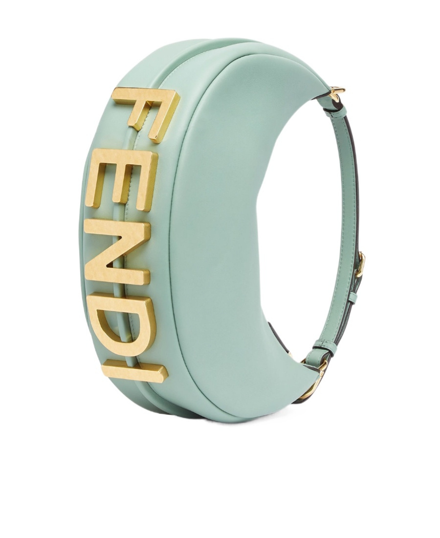 Fendi Graphy Leather Shoulder Bag In Green