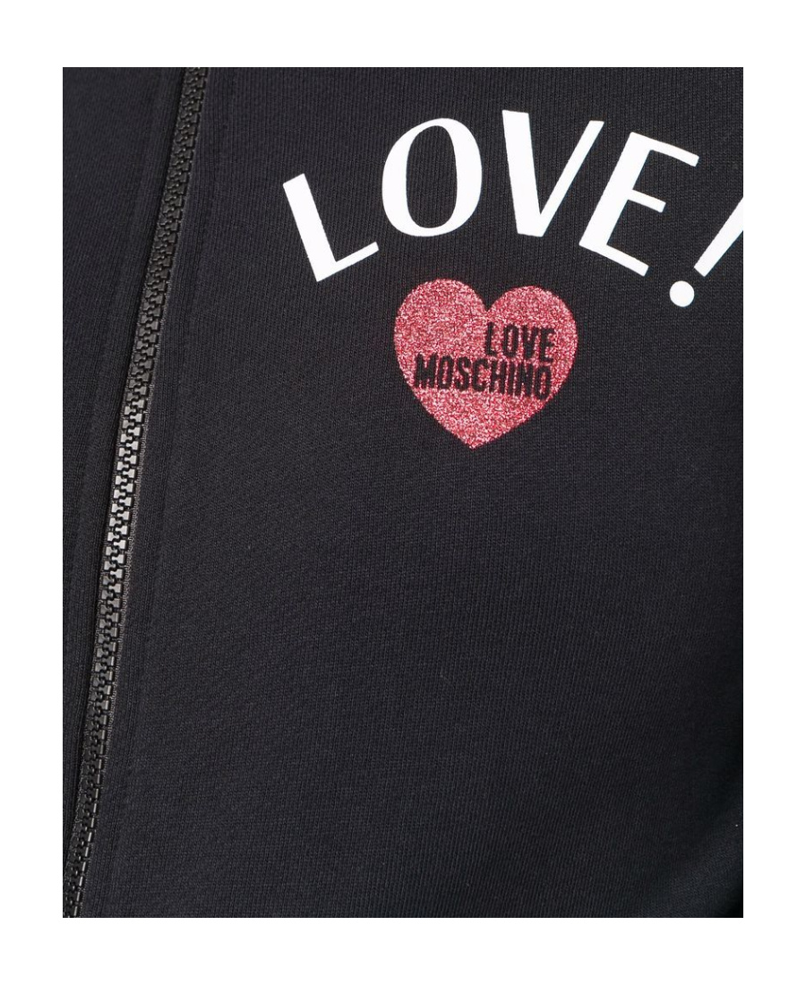 Shop Moschino Logo-print Zipped Hoodie In Black