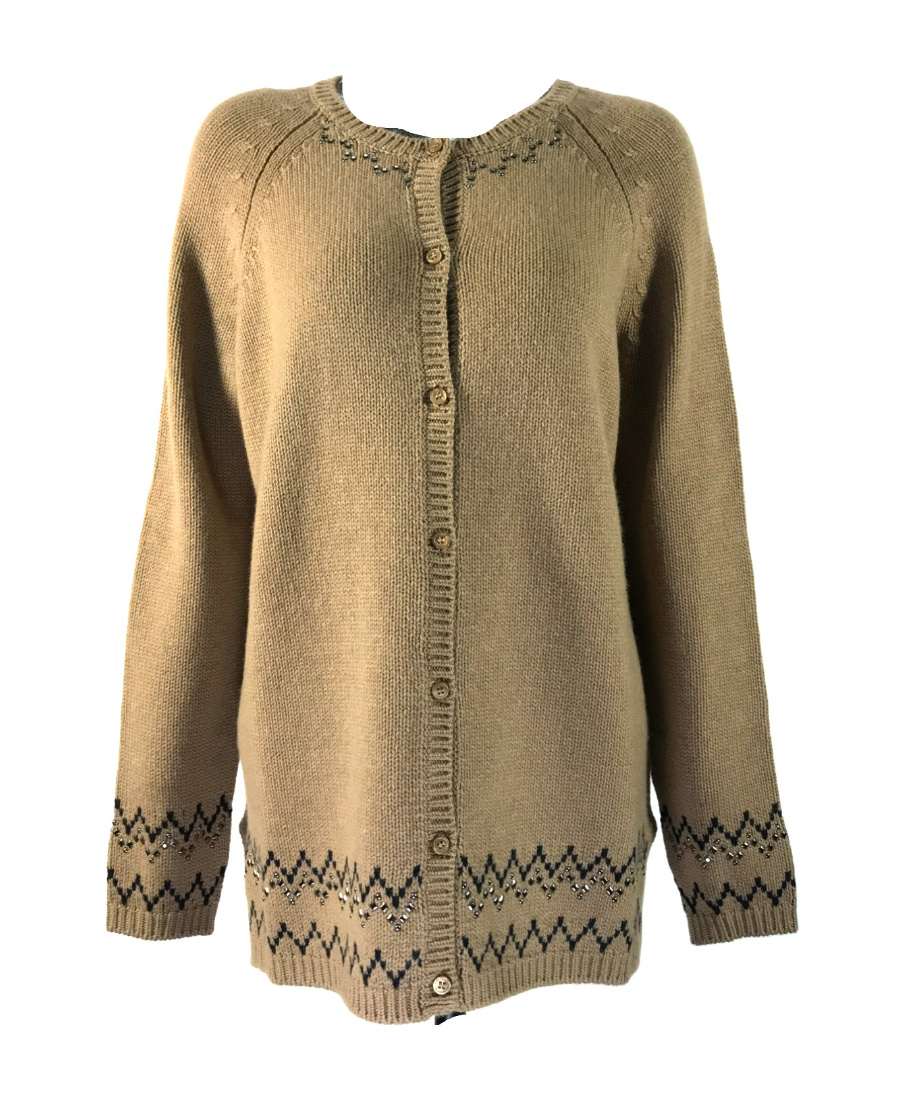 Max Mara Long-sleeved Knitted Cardigan In Brown