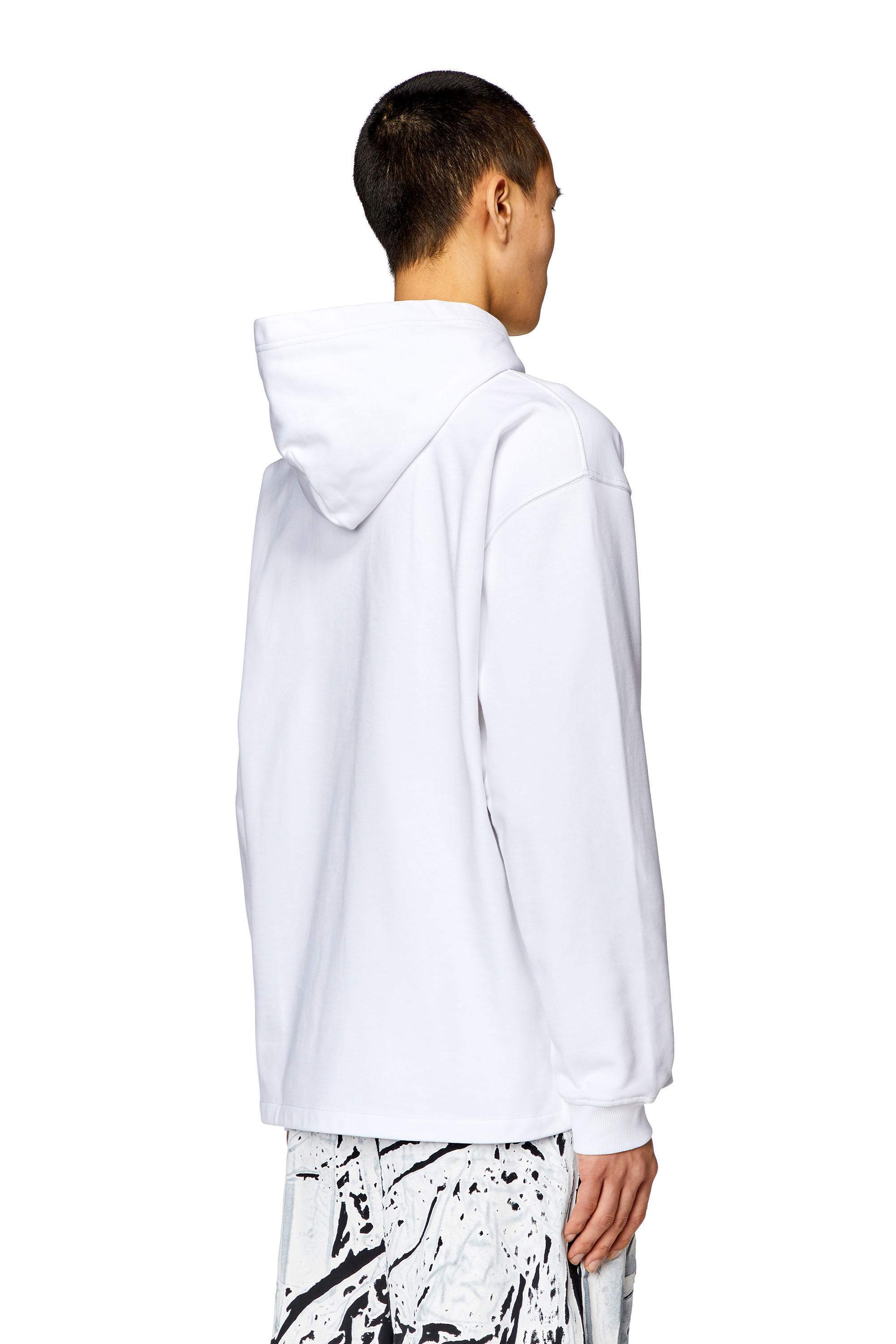 Diesel Logo Hoodie In White