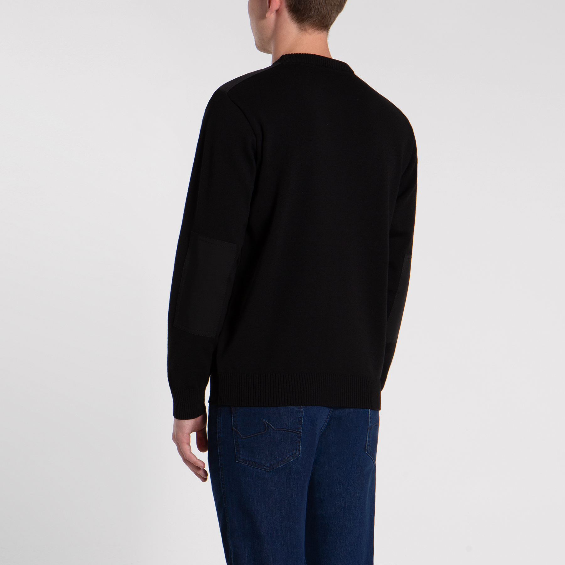 Paul & Shark Crew Neck Embroidered Logo Sweater In Black