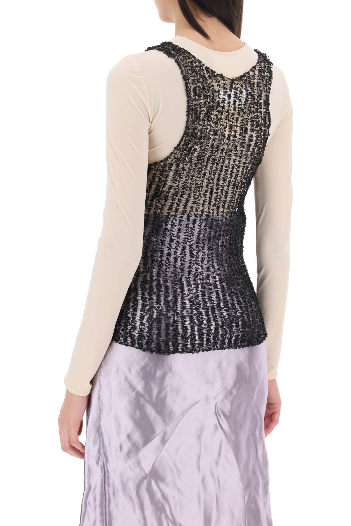 Maison Margiela Sheer Open Tank Top In Black
