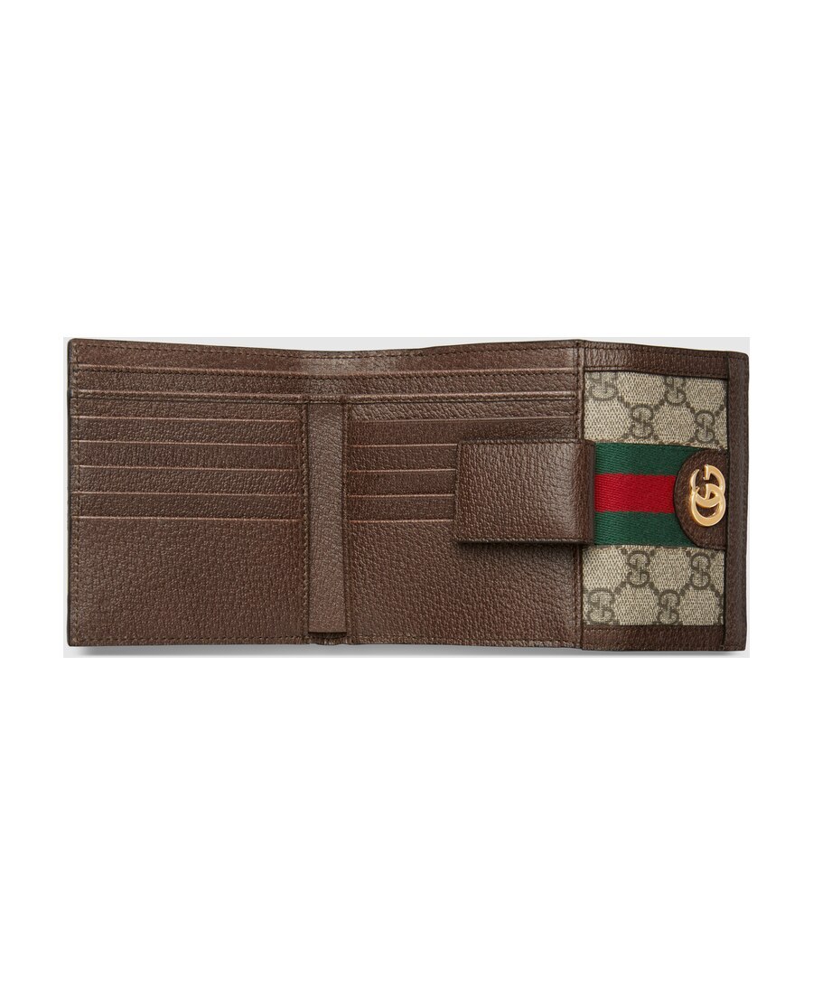 Gucci Ophidia Web Flap Canvas Wallet In Green