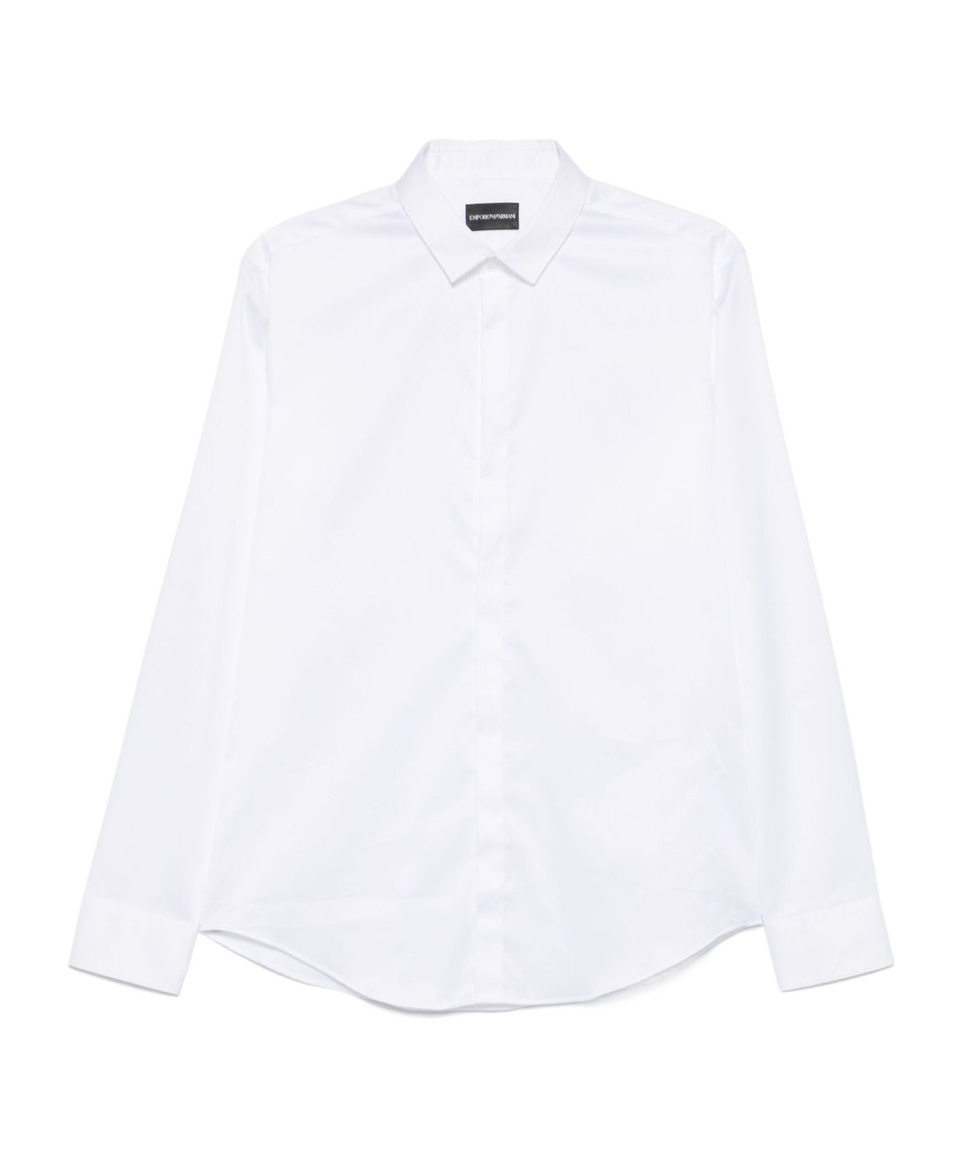Emporio Armani Cotton Shirt With Button-down Collar And Curved Hem In White
