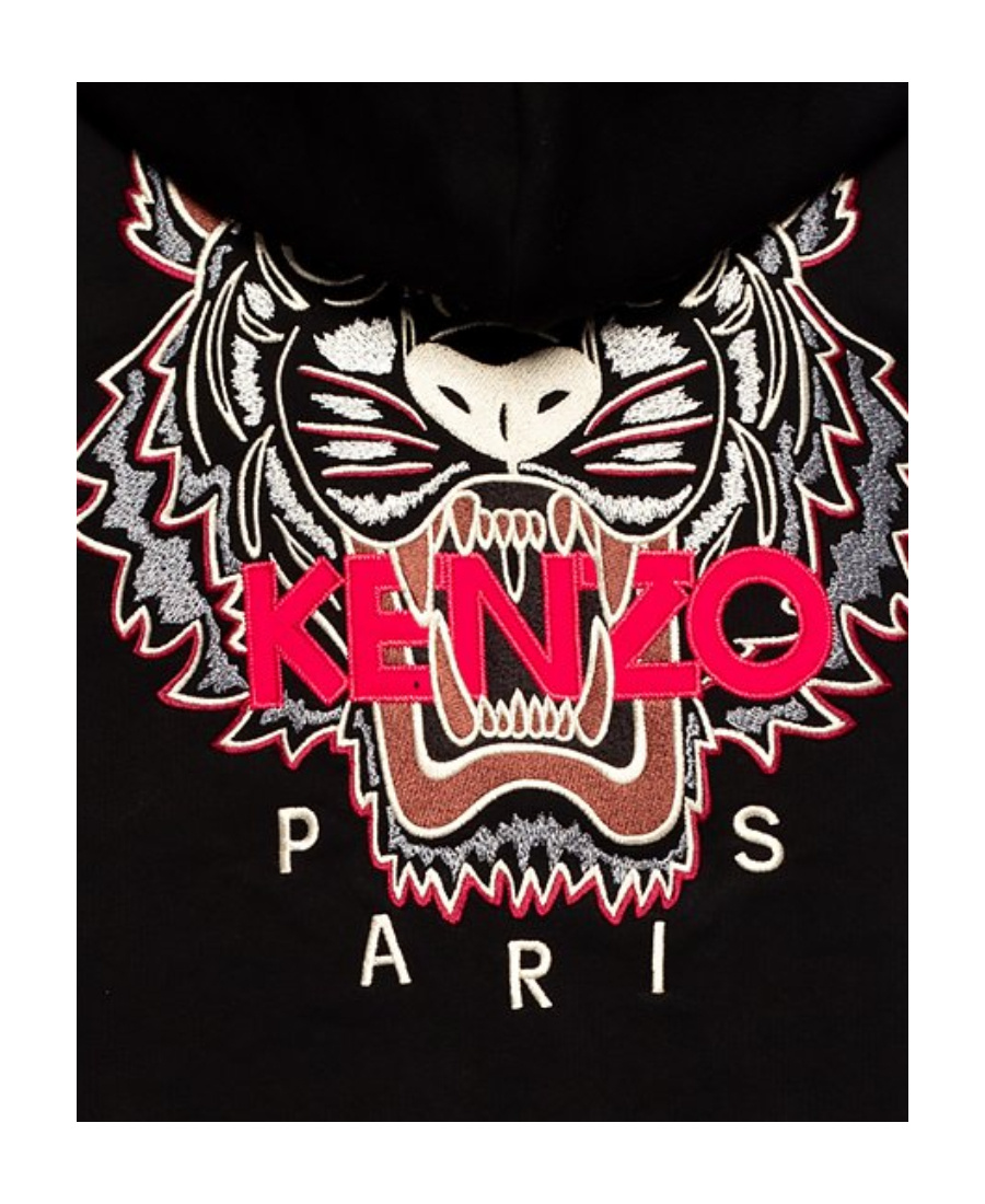 Kenzo Embroidered Tiger Zip-up Hoodie In Black