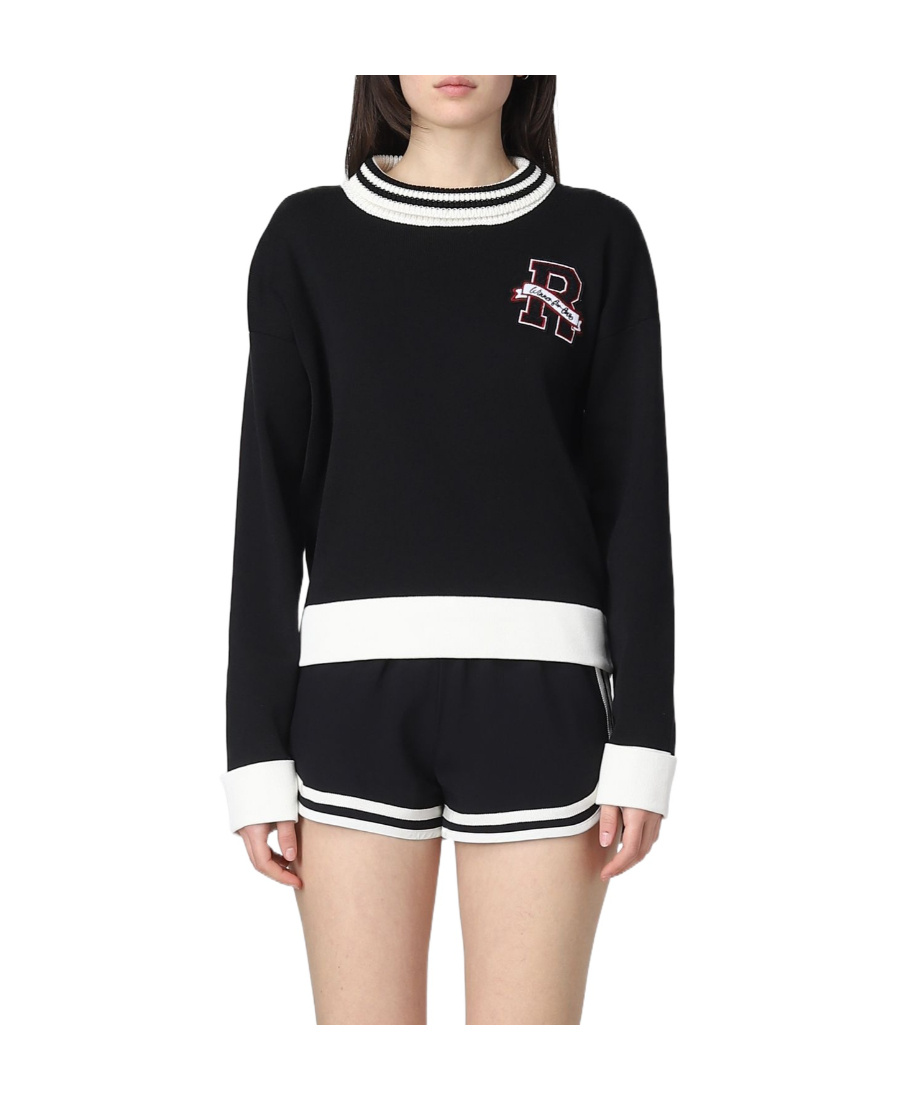 Red Valentino Round Neck Sweater In Black