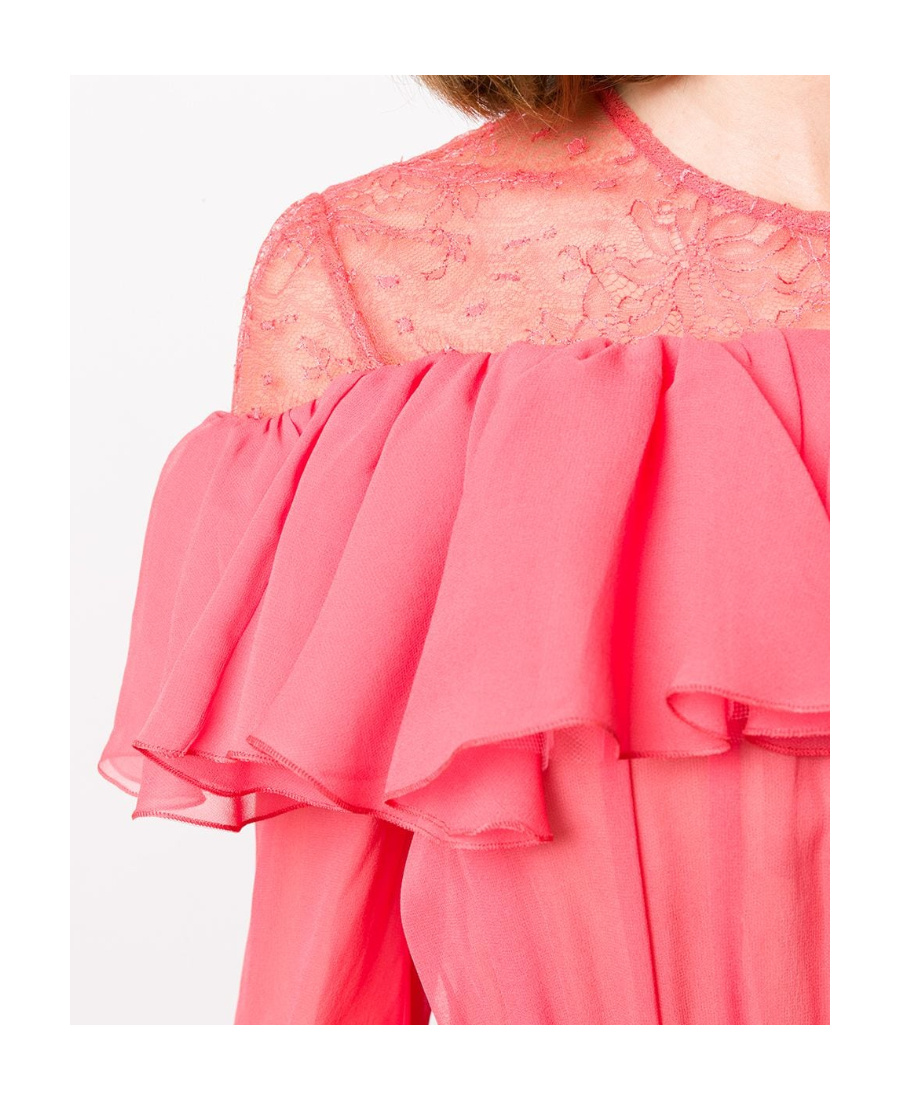 Giambattista Valli Asymmetric Ruffled Gown In Red