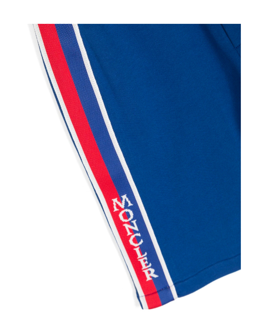 Moncler Stripe-detail Cotton Shorts In Blue