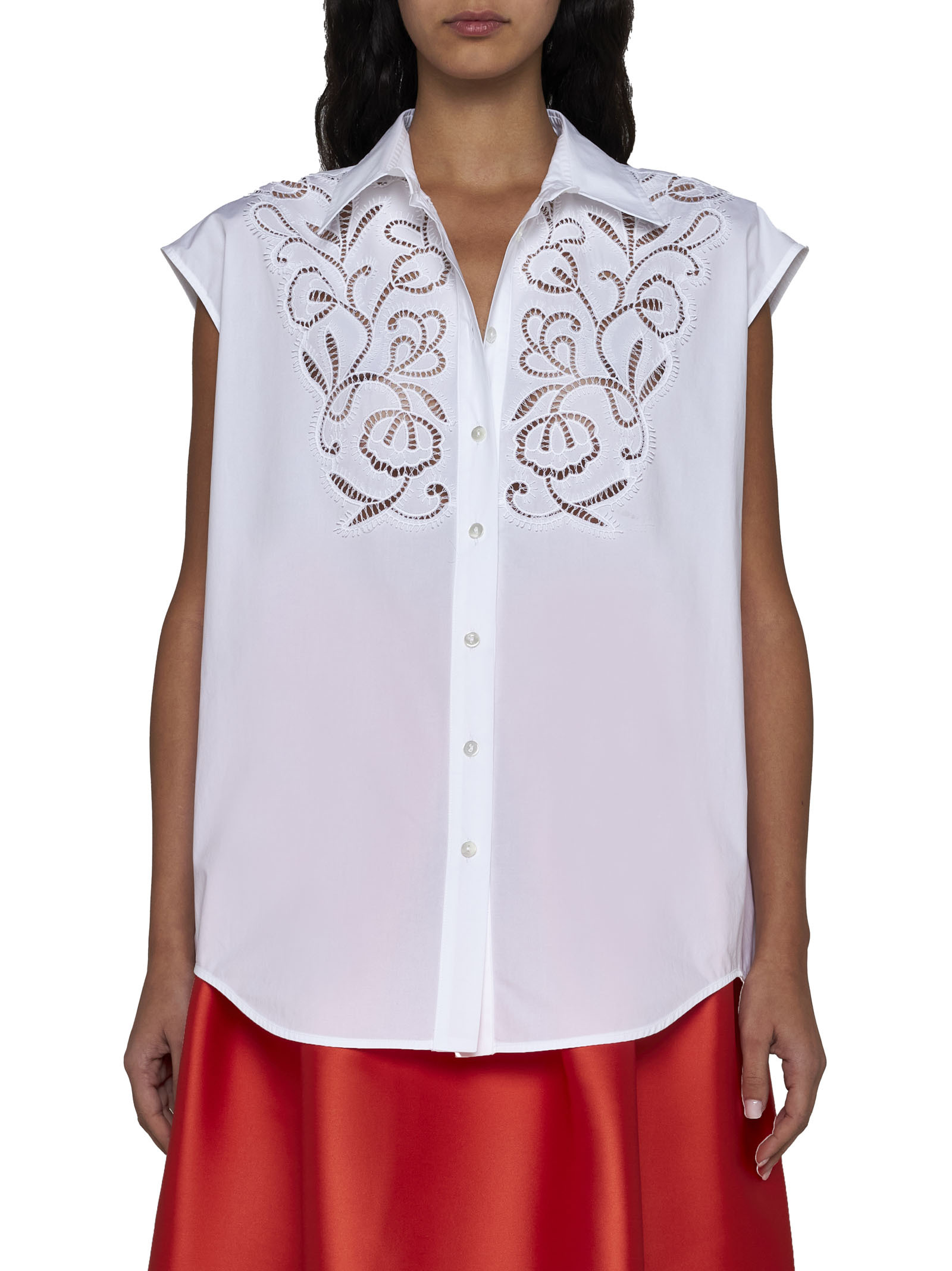 P.a.r.o.s.h Embroidered Sleeveless Shirt In White