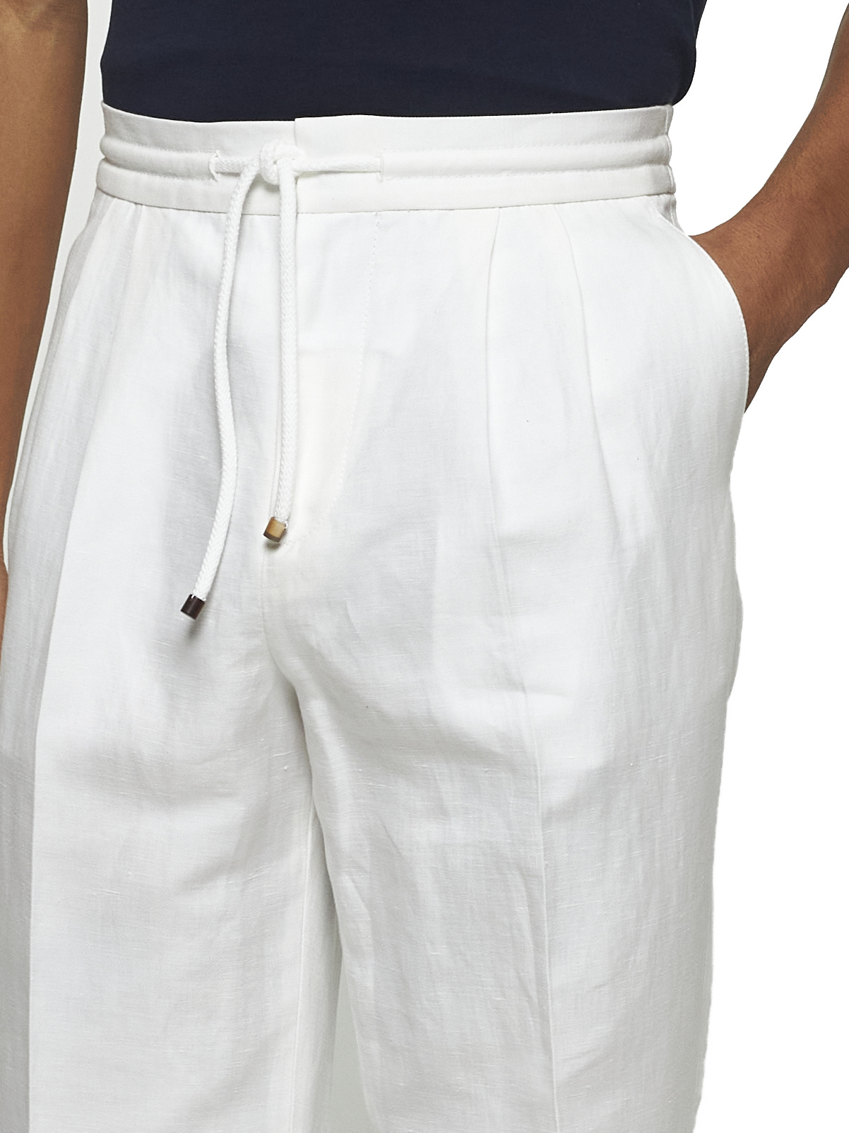 Brunello Cucinelli Leisure Fit Trousers With Drawstring In White
