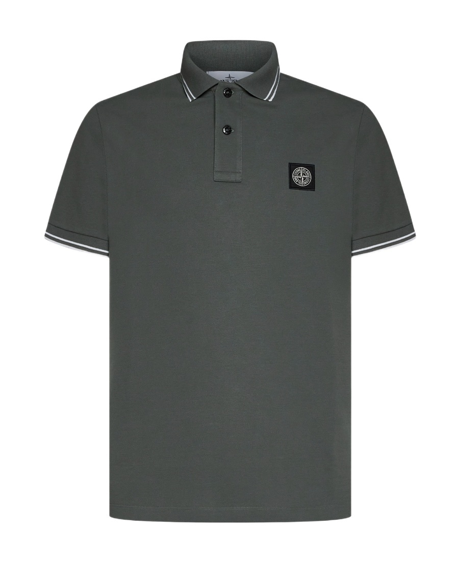 Stone Island Slim Fit Short Sleeve Polo Shirt In Gray