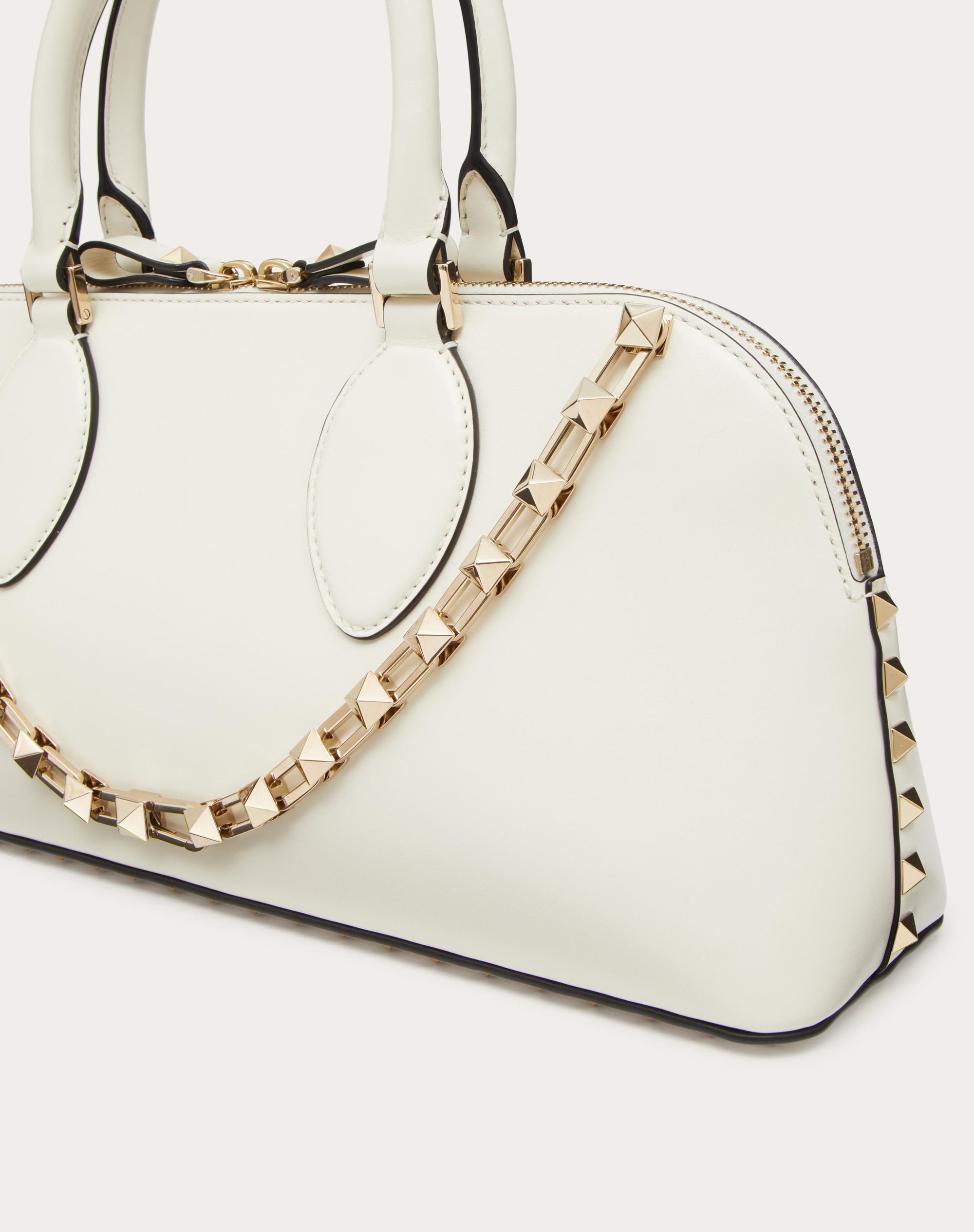Valentino Rockstud-embellished Leather Tote Bag In White