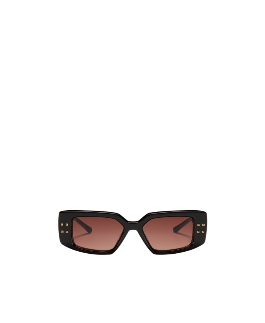 Valentino Rectangular Frame Sunglasses In Black