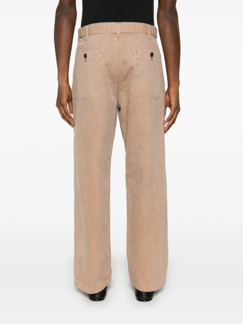 Auralee Canvas Belted Trousers In Multi