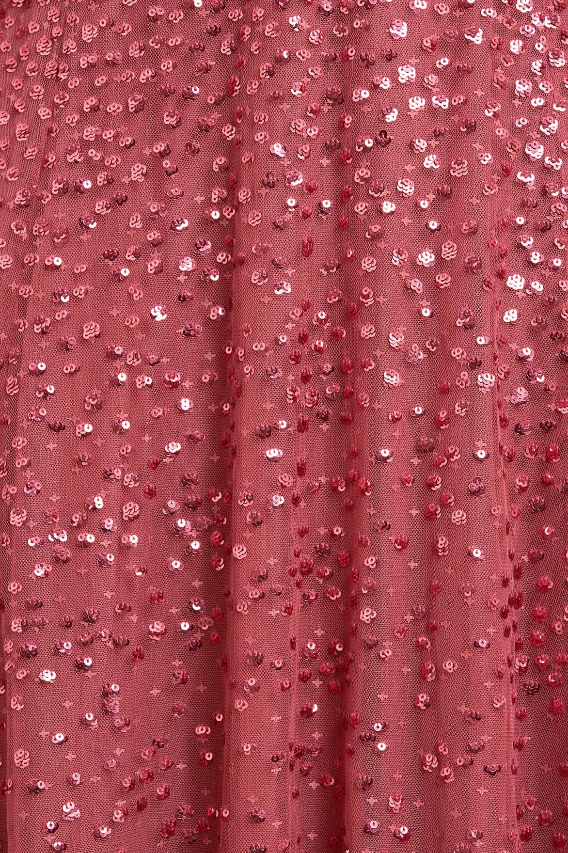 Needle & Thread Dappled Sequin Long Sleeve Ankle Gown In Pink