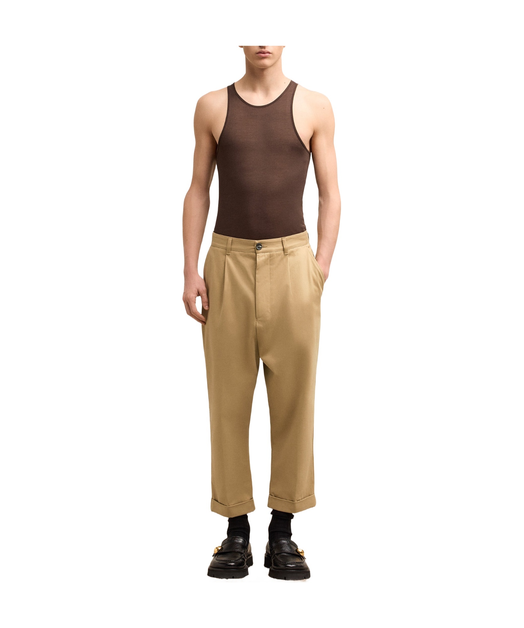 Ami Alexandre Mattiussi Carrot Oversized Trousers Beige In Nude