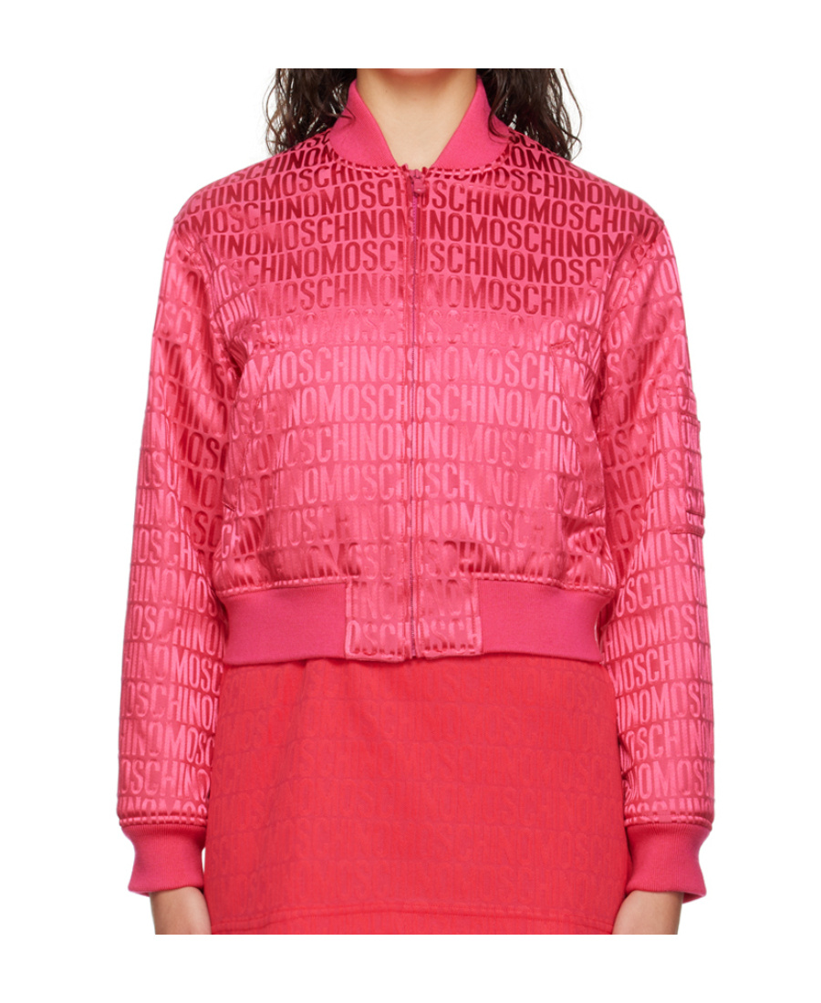 Moschino Zipper Pilot Jacket In Red