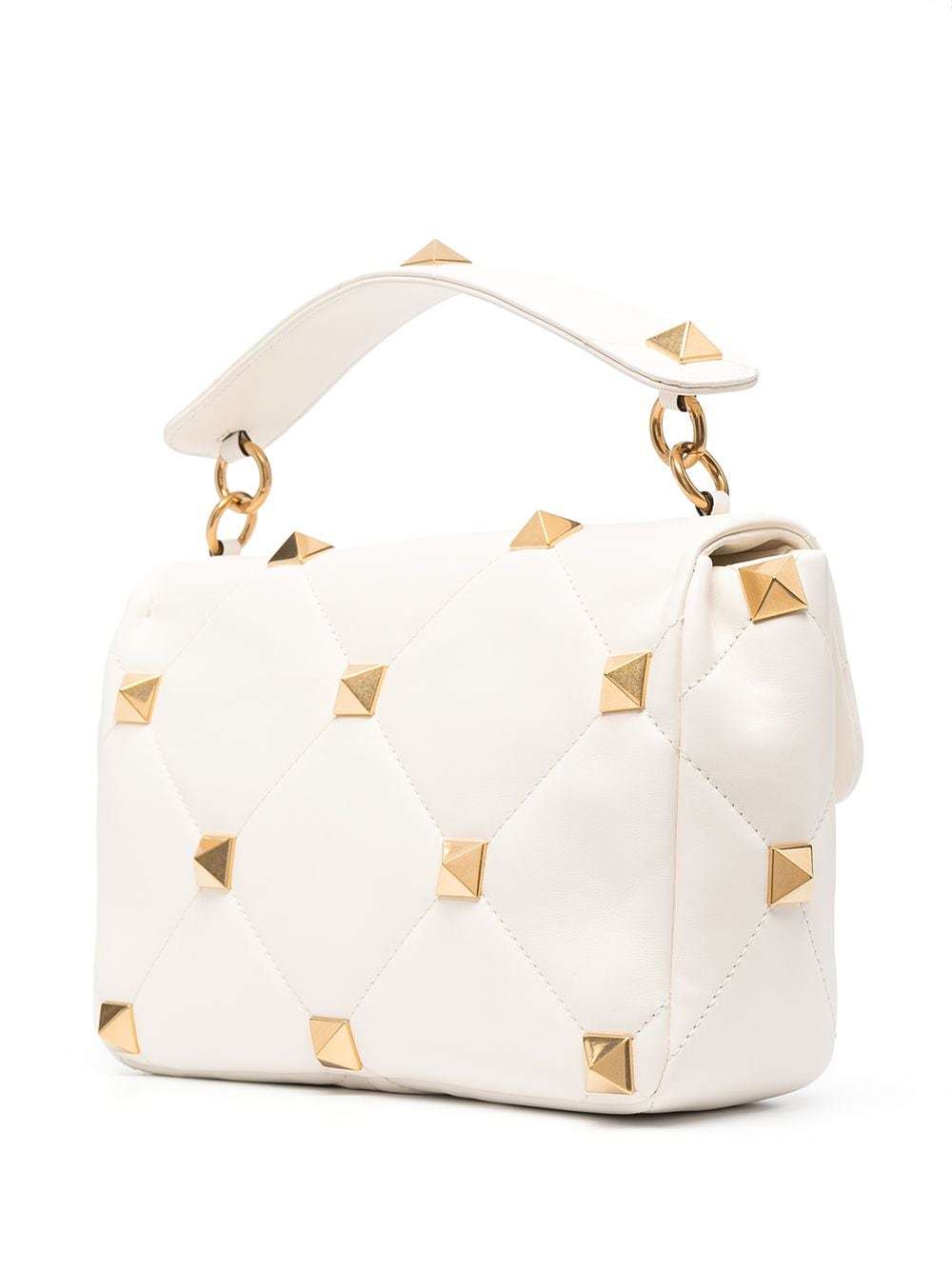 Valentino Large Roman Stud Chain Shoulder Bag In White