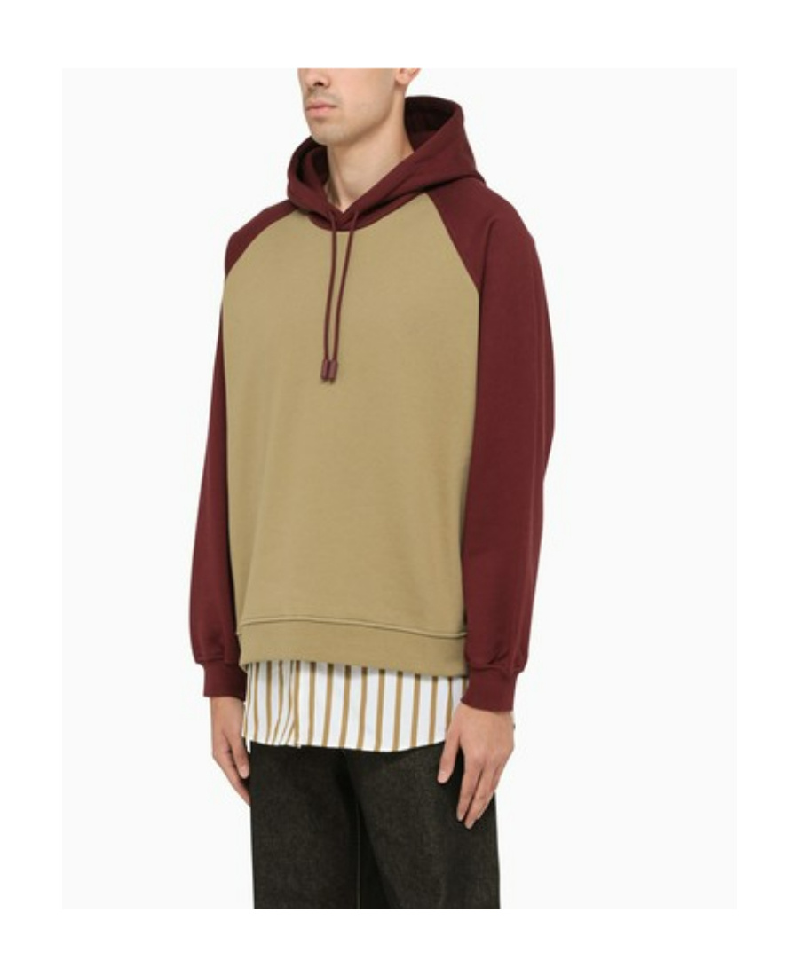 Sunnei Two-tone Cotton Sweatshirt With Drawstring Hood In Multi
