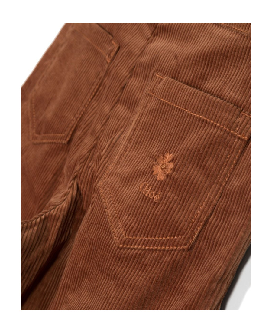 Chloé Teen Girls Brown Cotton Corduroy Trousers In Brown