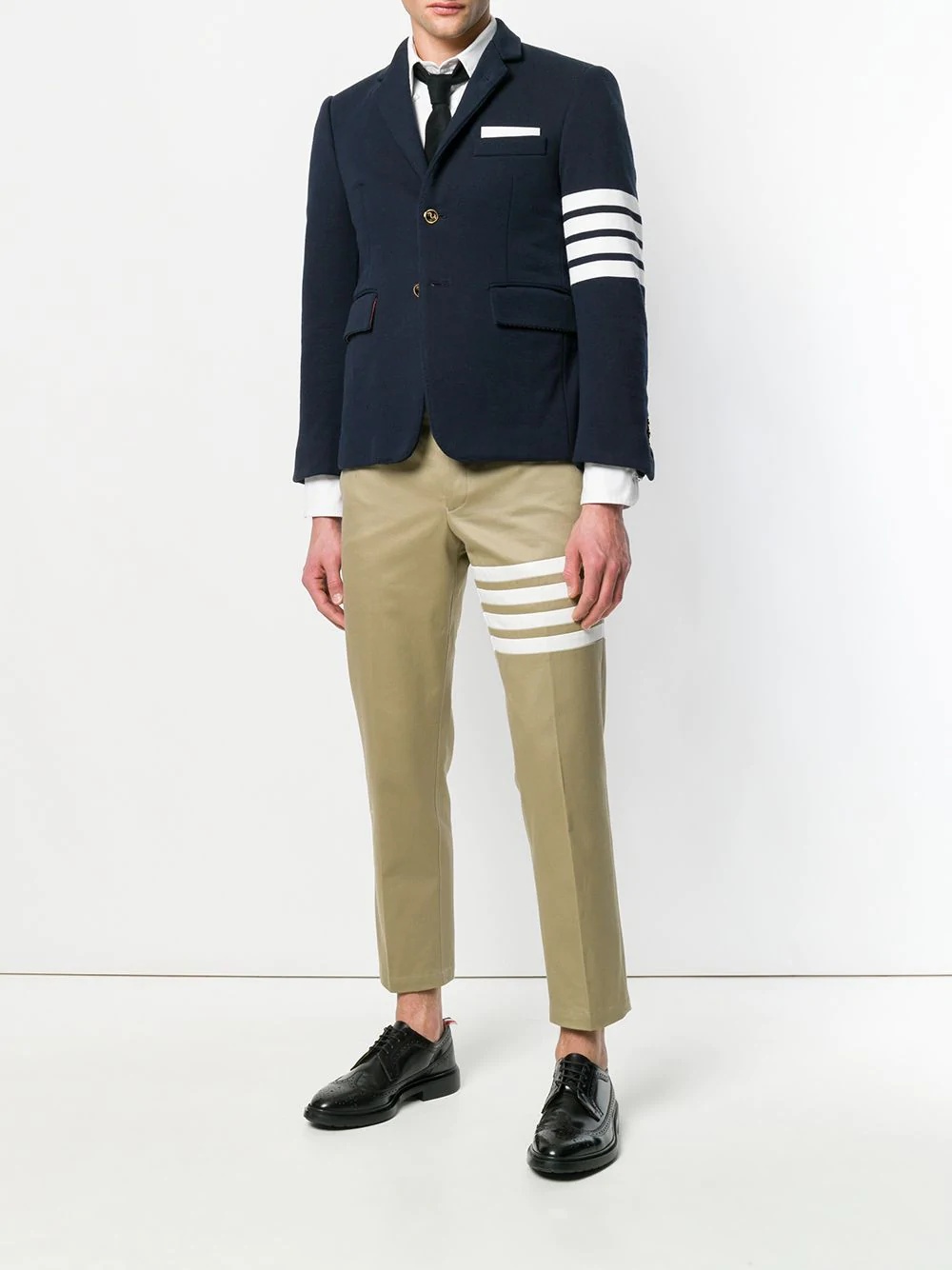 Thom Browne Seamed 4-bar Stripe Unconstructed Chino Trouser In Cotton Twill In Nude