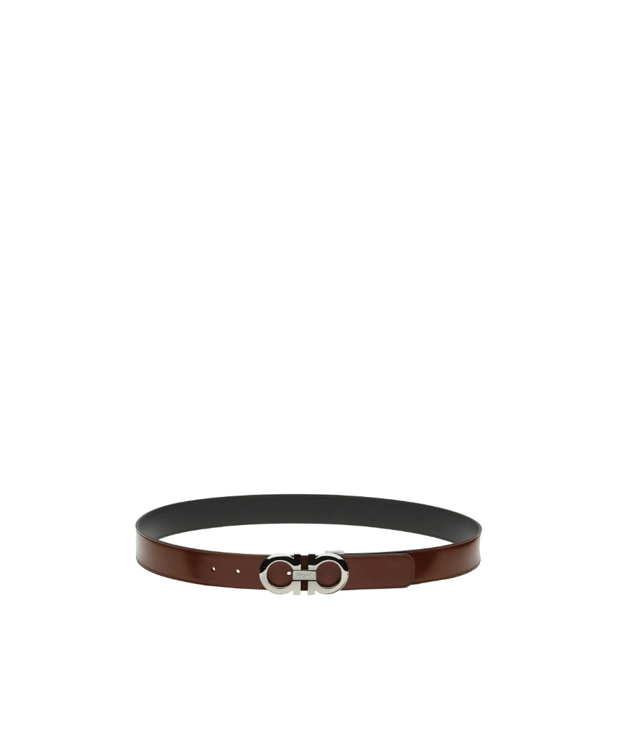 FERRAGAMO LEATHER LOGO PLAQUE BELT