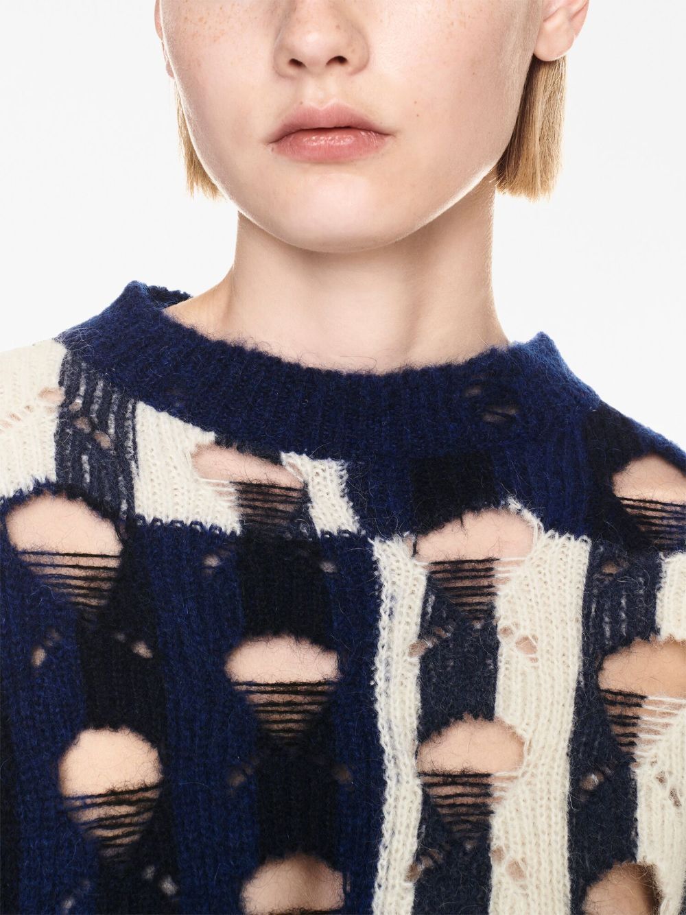 Off-white Multicolored Shibori Knit Sweater In White
