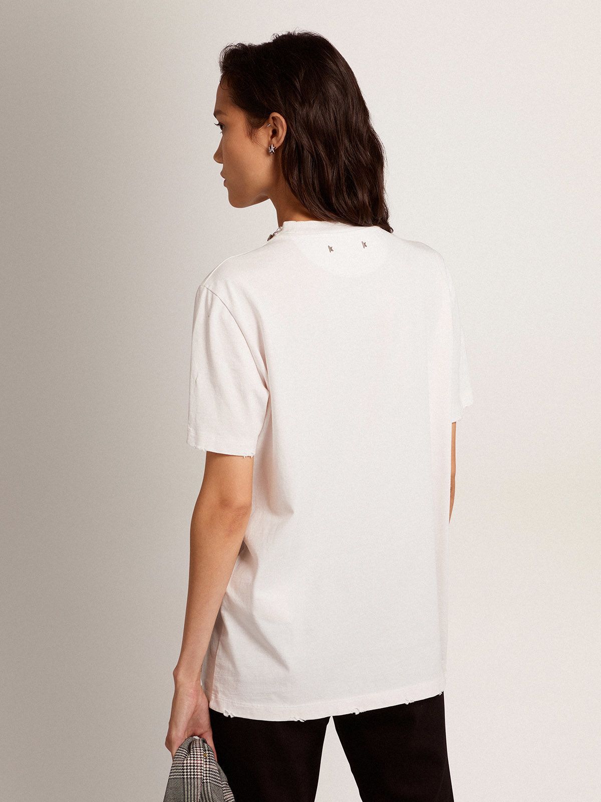 Golden Goose Relaxed Fit Rhinestone-embellished White T-shirt In White