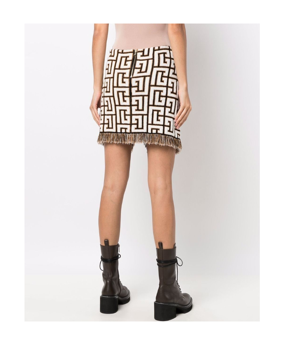 Balmain Maxi Monogram Wrap Skirt In Brown