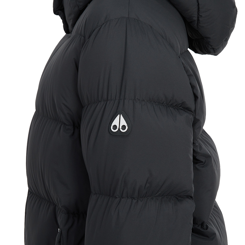 Moose Knuckles Hooded Down Jacket In Black