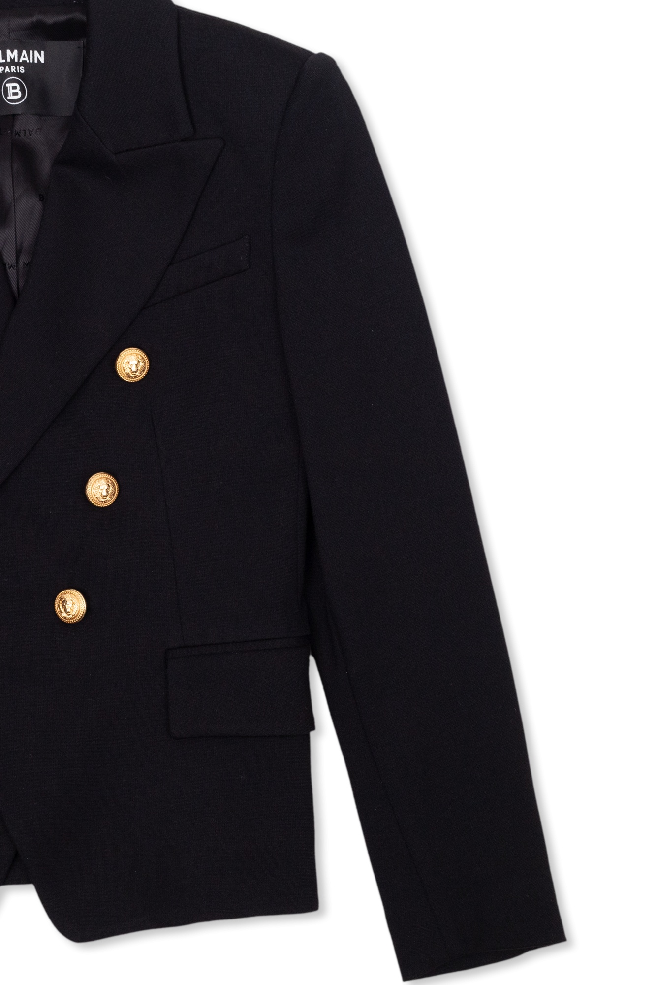 Balmain Embossed-button Double-breasted Blazer In Black