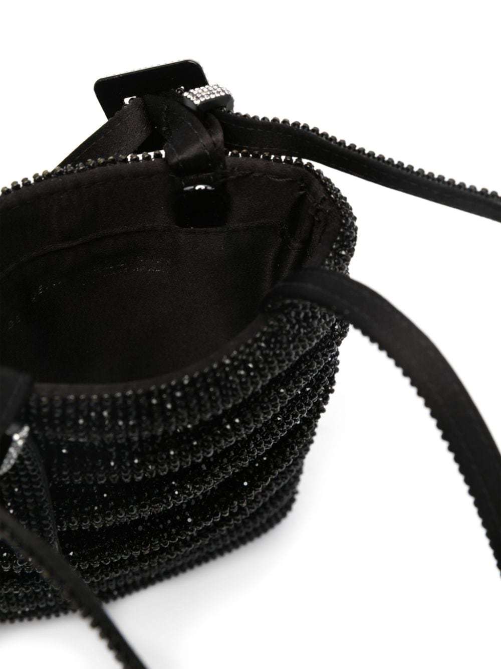 Benedetta Bruzziches Rhinstone-embellished Ruched Mini Bag In Black