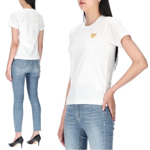 Comme Des Garçons Play Logo Short-sleeved T-shirt In White