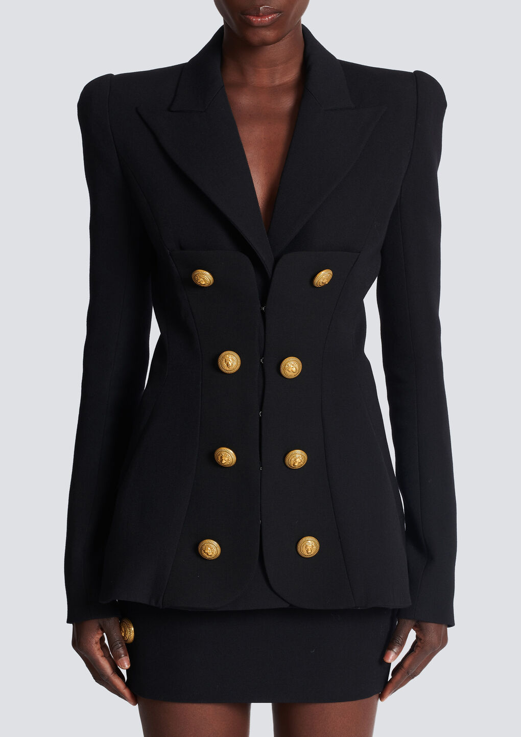 Shop Balmain Grain De Poudre 8-button Jacket In Black