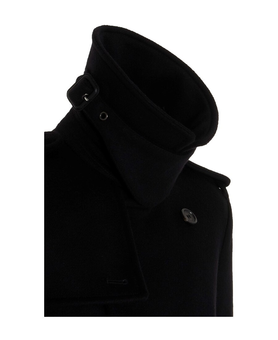 Saint Laurent Double-breasted Belted Coat In Black