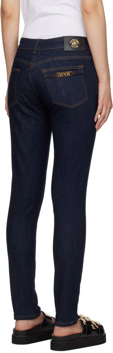 Shop Versace Jeans Stretch Denim Trousers In Black