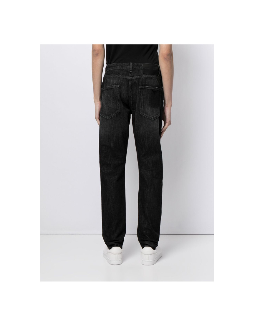 Emporio Armani Slim Jeans In Imitation Of Old Details In Black