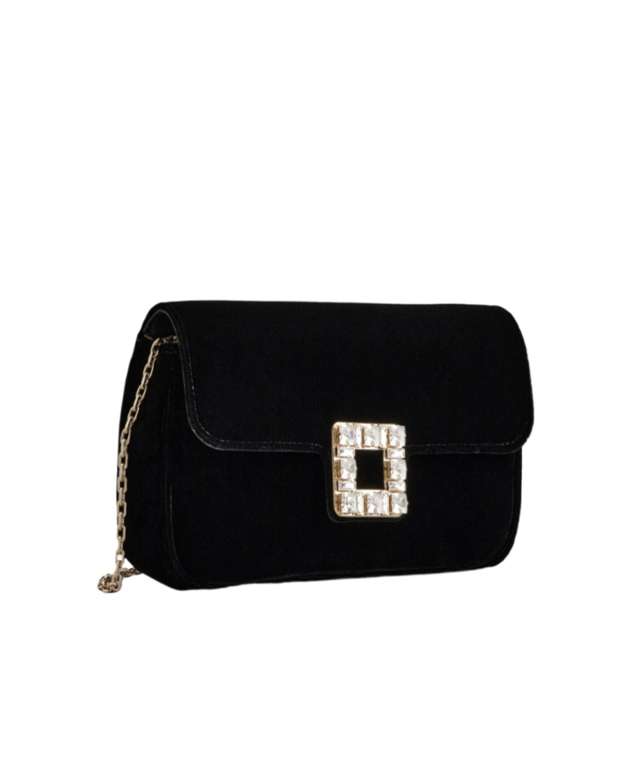 Roger Vivier Jeu De Fille Buckle Clutch Bag In Black
