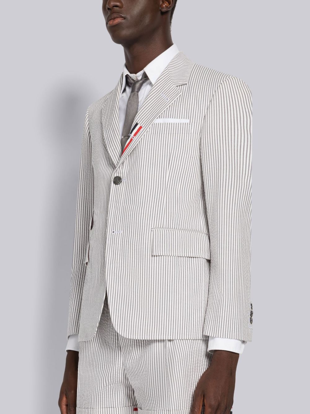 Shop Thom Browne Seersucker Single-breasted Blazer In White