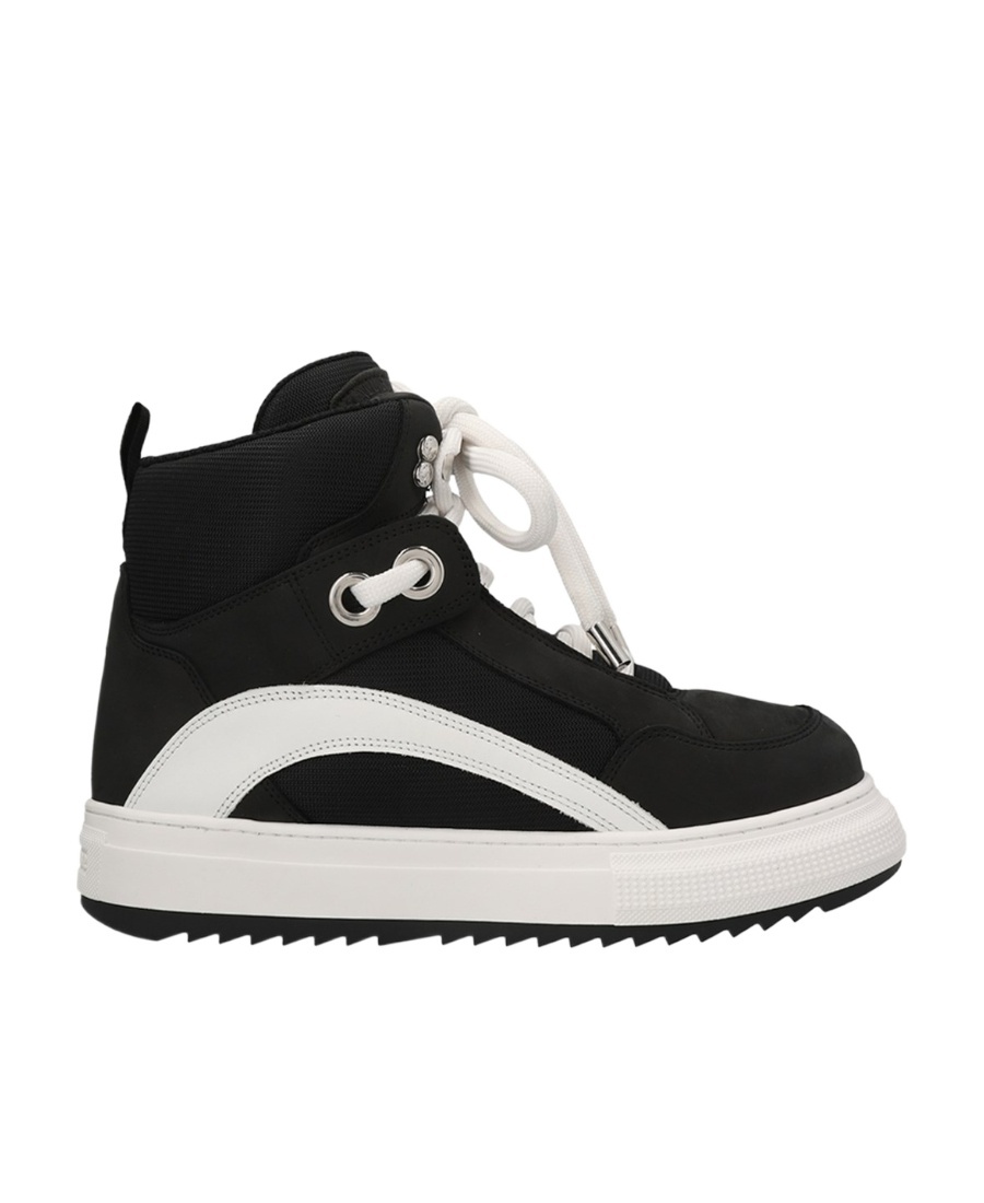 Dsquared2 Black Suede And White Canvas Sneakers In Black