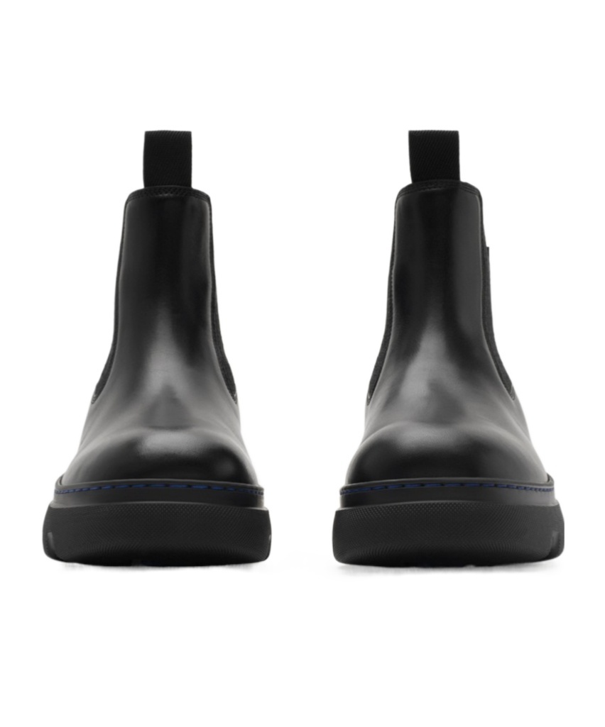 Burberry Leather Creeper Low Chelsea Boots In Black