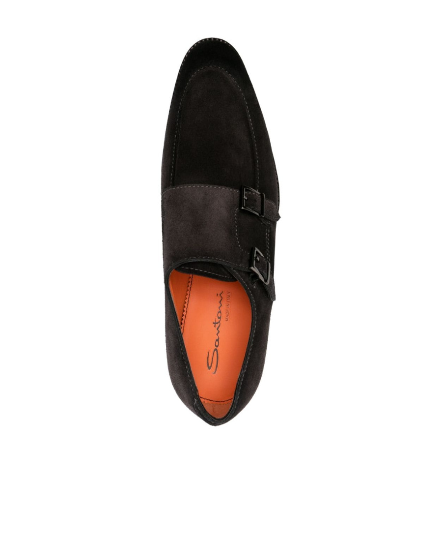 Santoni Man Loafers Cocoa Size 8 Soft Leather In Black