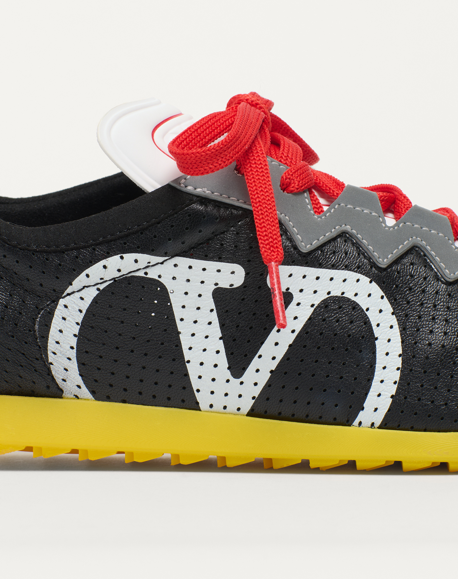 Valentino Garavani Black Sneakers With Asymmetric Toe And Vlogo Detail On The Side In Tech Fabric Ma In Black