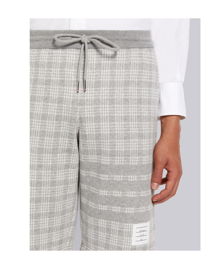 Thom Browne 4-bar Micro Check Track Shorts In White