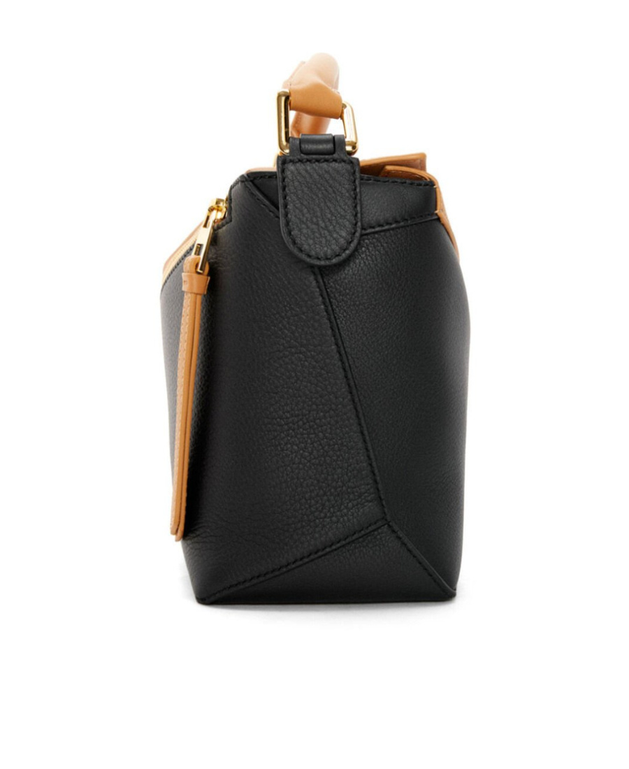 Loewe Small Leather Puzzle Edge Top-handle Bag In Black