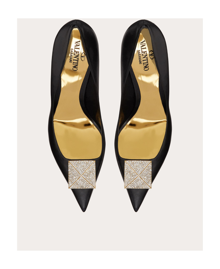 Valentino One Stud 100mm Crystal-embellished Pumps In Black
