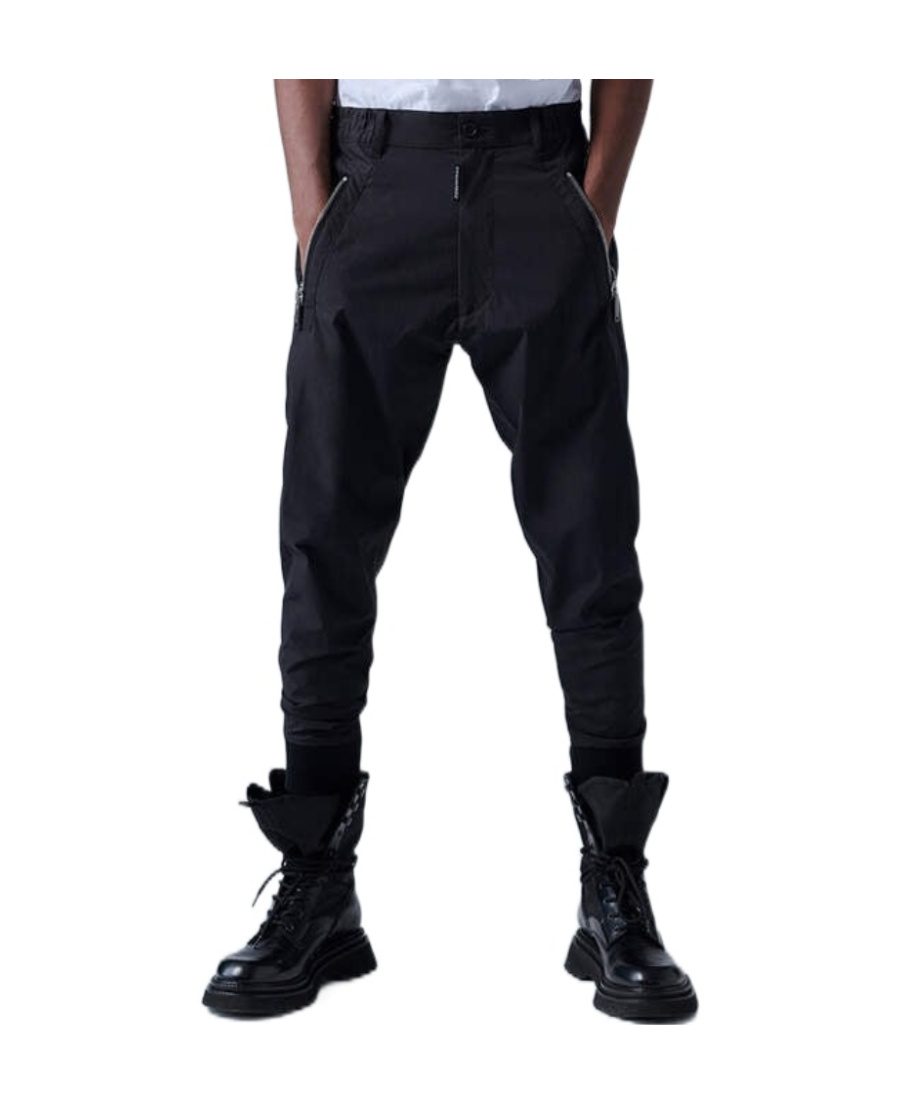 Dsquared2 Icon-print Tapered-leg Trousers In Black